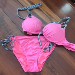 Hot pink swimsuit!
